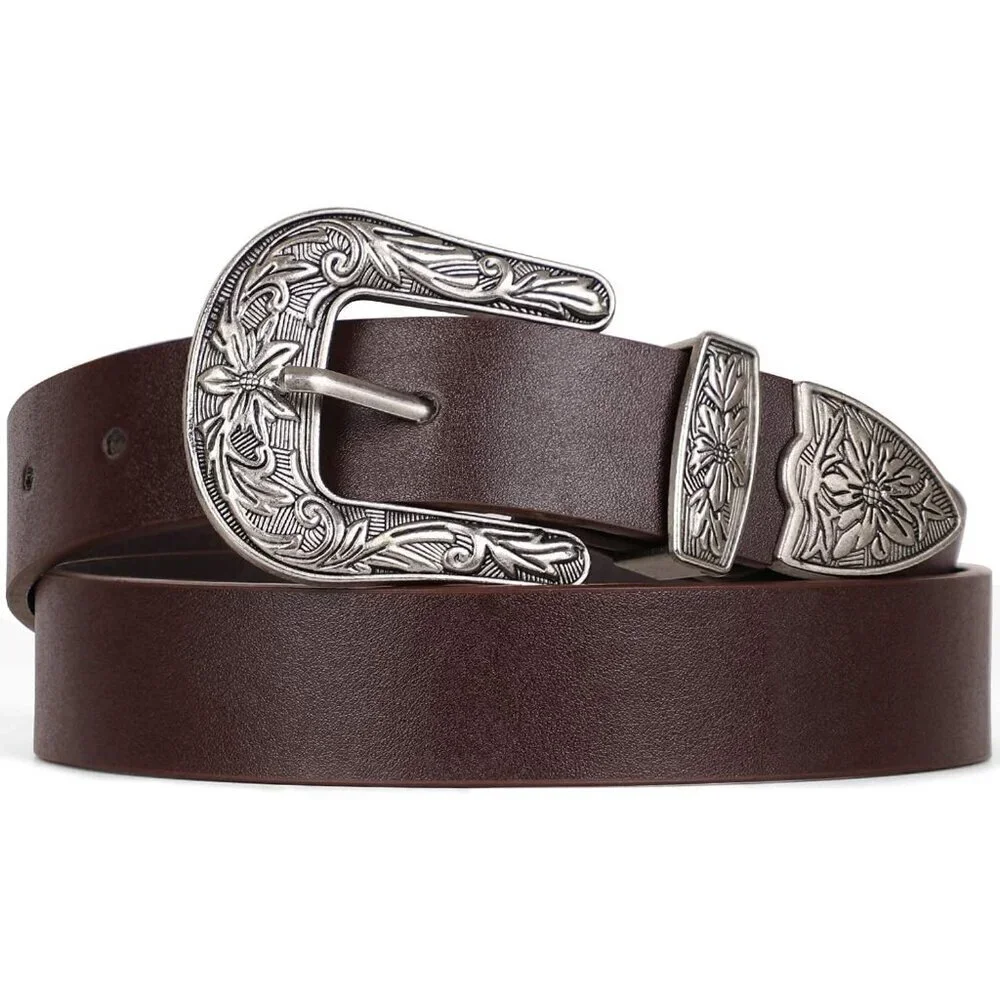 Women's Leather Belt Adjustable Western Fashion for Jeans Dresses